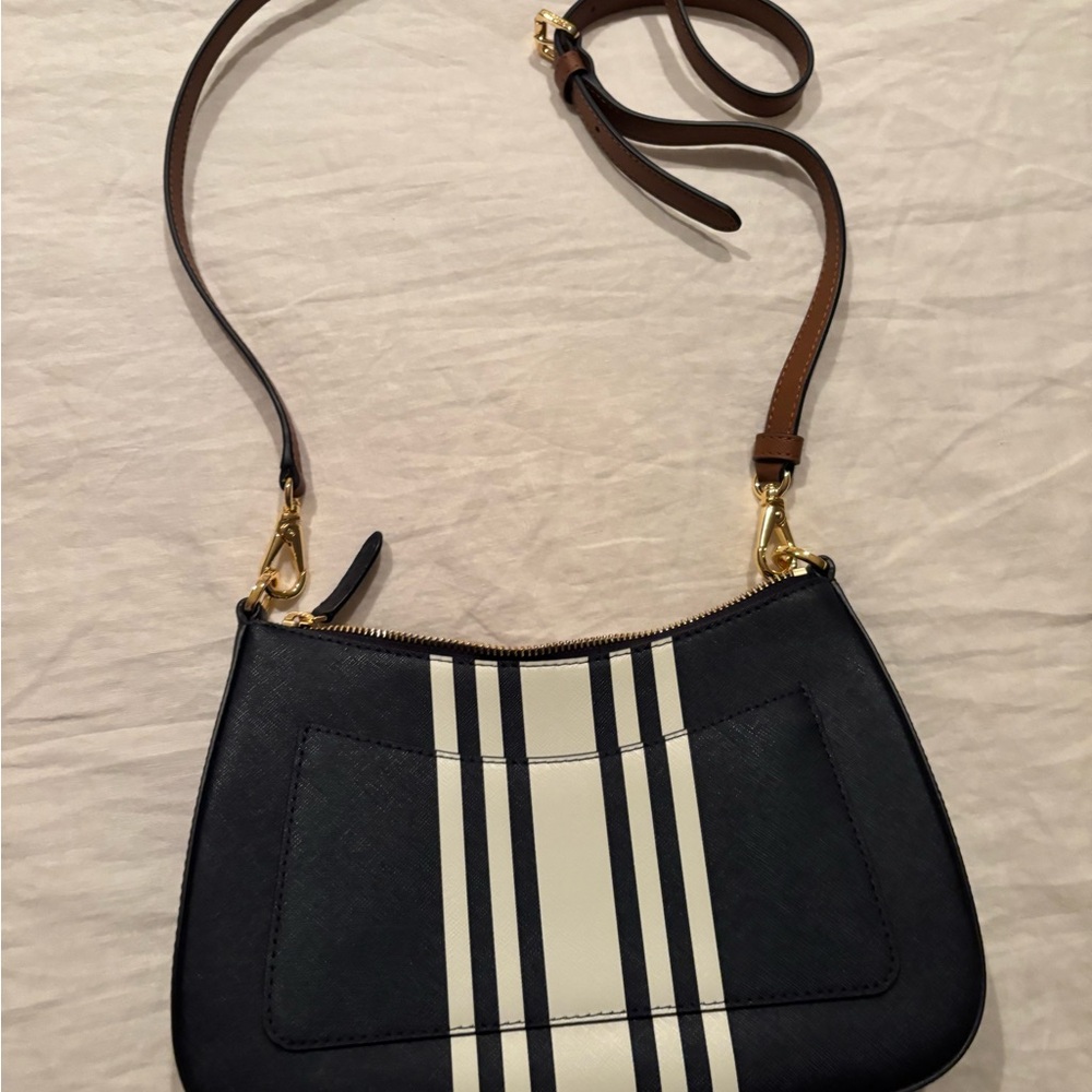 Polo by Ralph Lauren Navy and White Striped Shoulder Bag